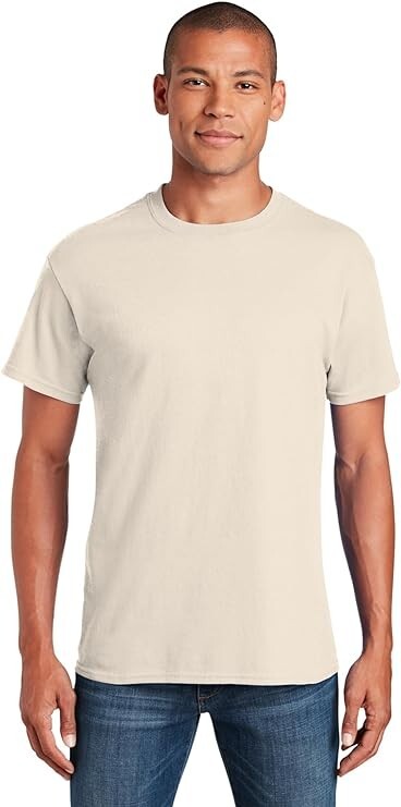 Gildan Men’s Heavy Taped Neck Comfort Jersey T-Shirt 10 PACK / COTTON / BEIGE