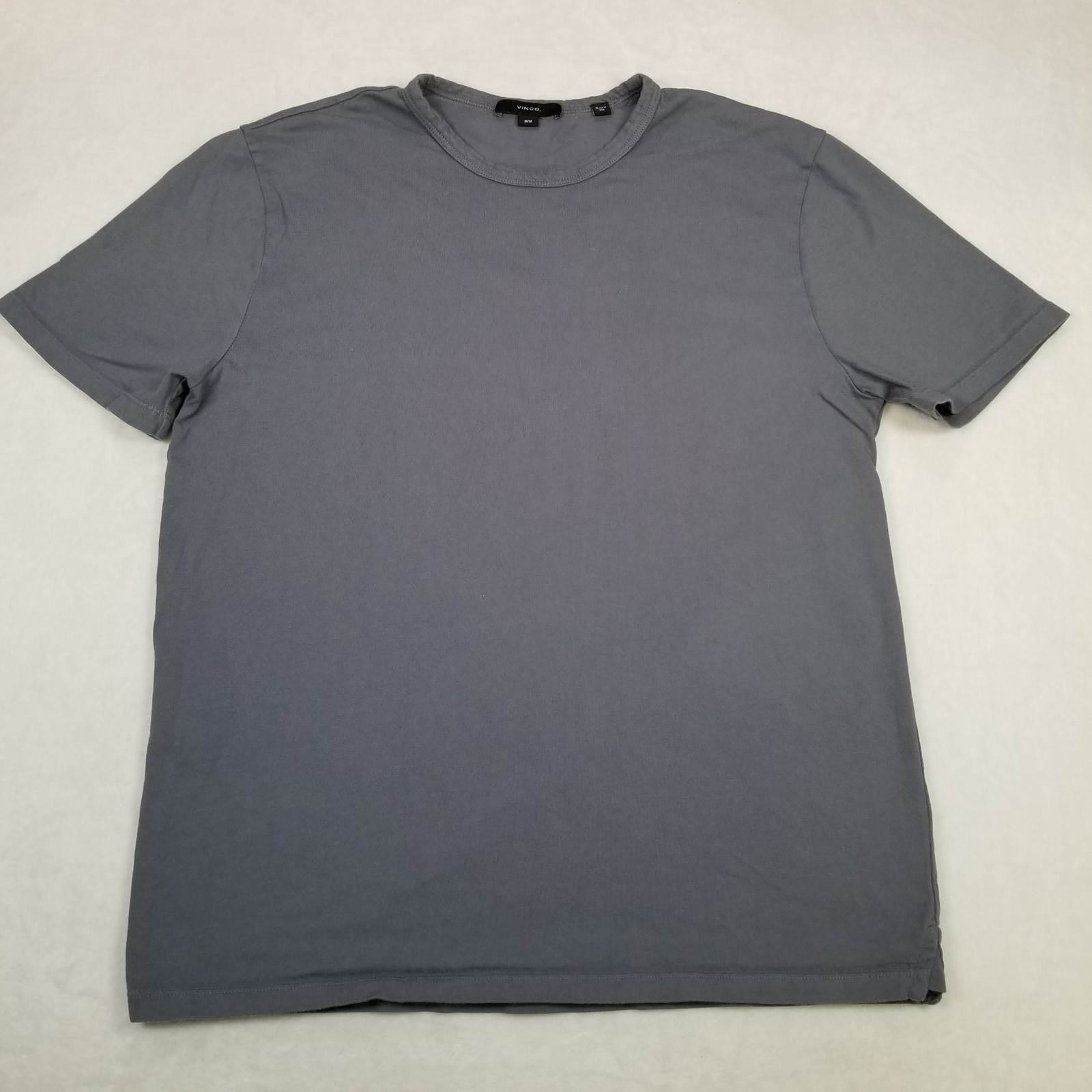 Vince Men's Crew Neck Solid Short Sleeve Tee Size Medium Gray USA Made Classic gallery