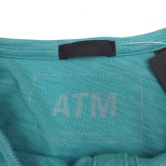 $145 ATM Anthony Thomas Melillo Destroyed Henley Shirt Amalfi Green Mens Medium