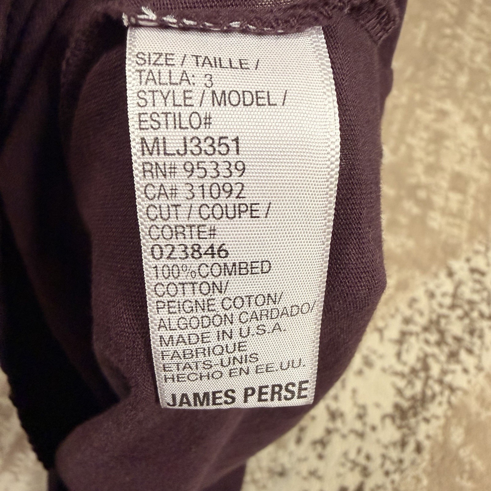 James Perse Standard Men’s Maroon Long Sleeve Crew Neck T-shirt Size 3 L gallery