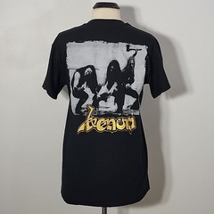 VENOM Welcome To Hell M MEDIUM T-Shirt Black Mens Shiny Gold Band Logo