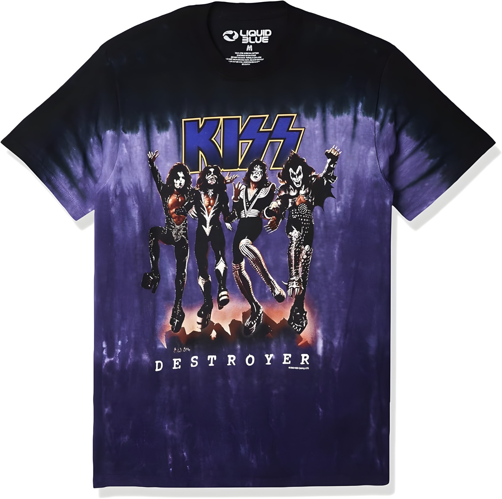 KISS Destroyer Liquid Blue T‑Shirt XL – Purple Tie Dye – OUT OF PRINT – NEW