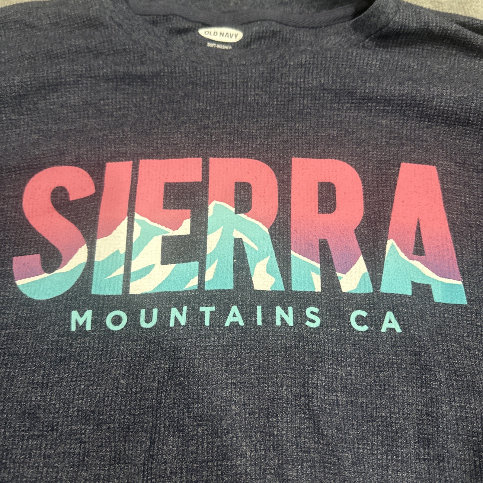 Lake Tahoe & Sierra Mountains Long Sleeve Thermal T-Shirt Old Navy L Size NEW gallery