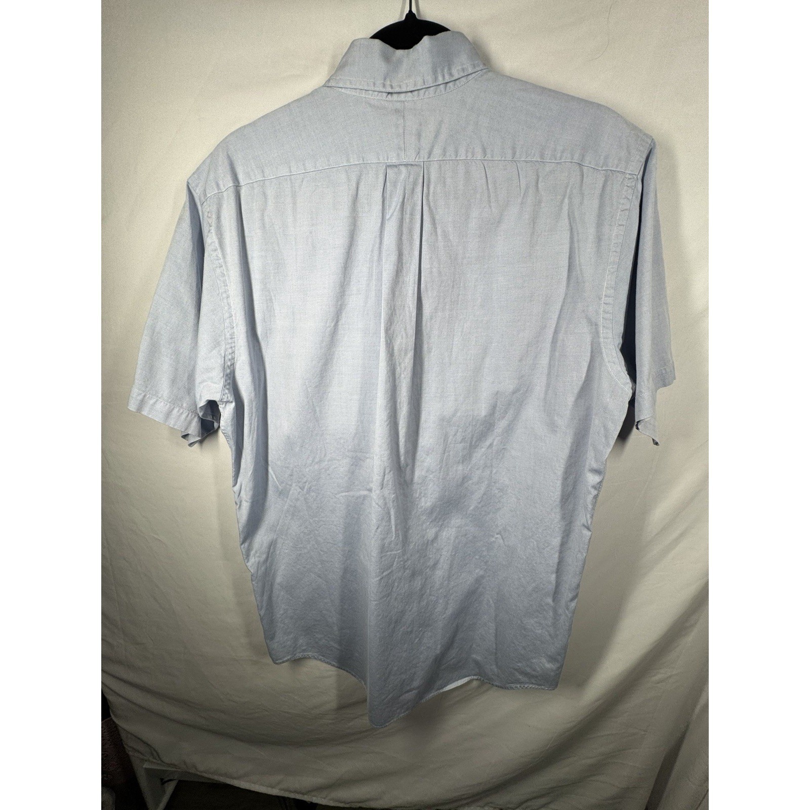 Stafford Mens Dress Shirt 17 Blue Short Sleeve Wrinkle Free Broadcloth Work gallery