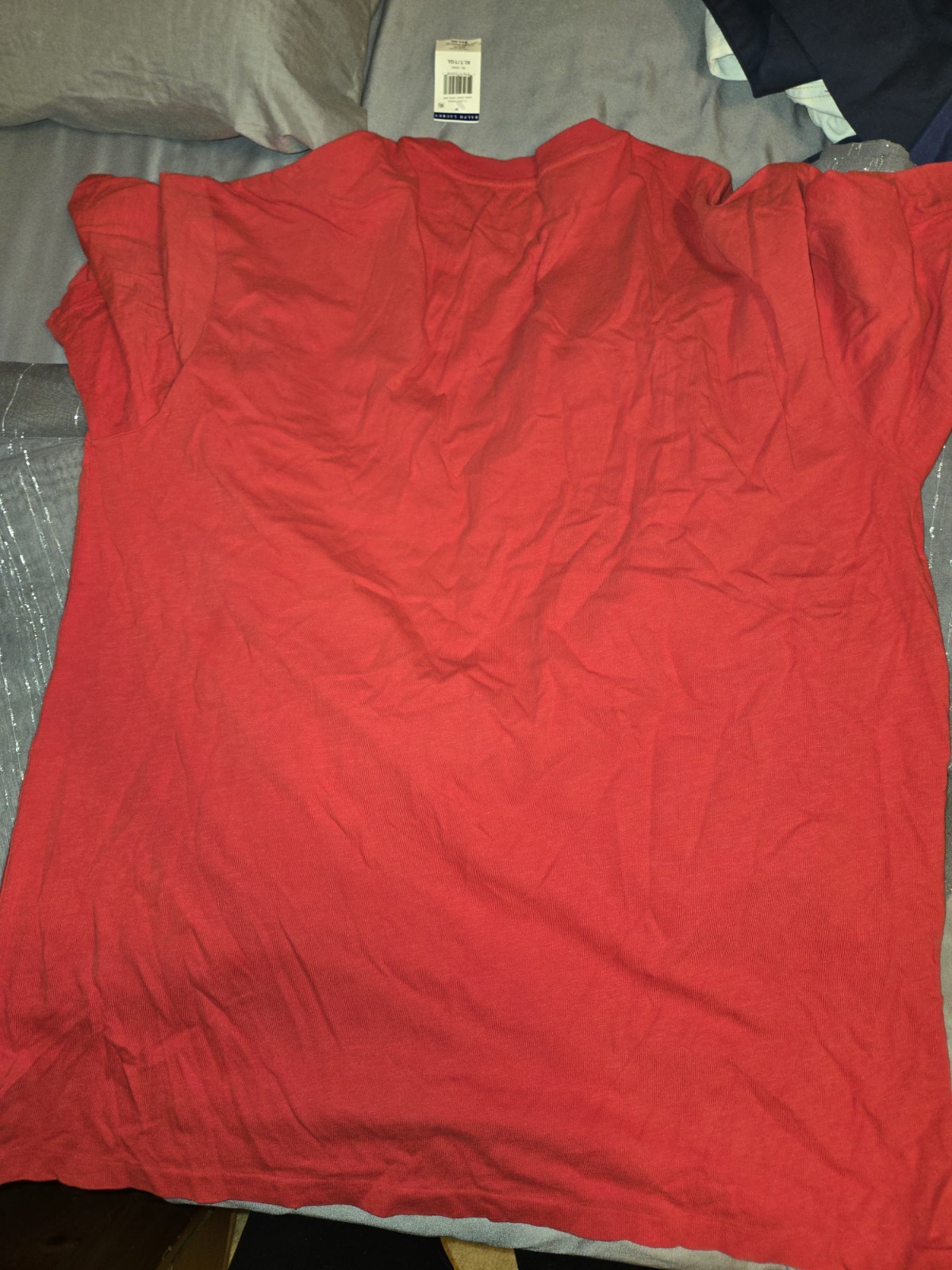 Polo Ralph Lauren T Shirt - Red Spell Out Embroidered - XLT Small Stain gallery