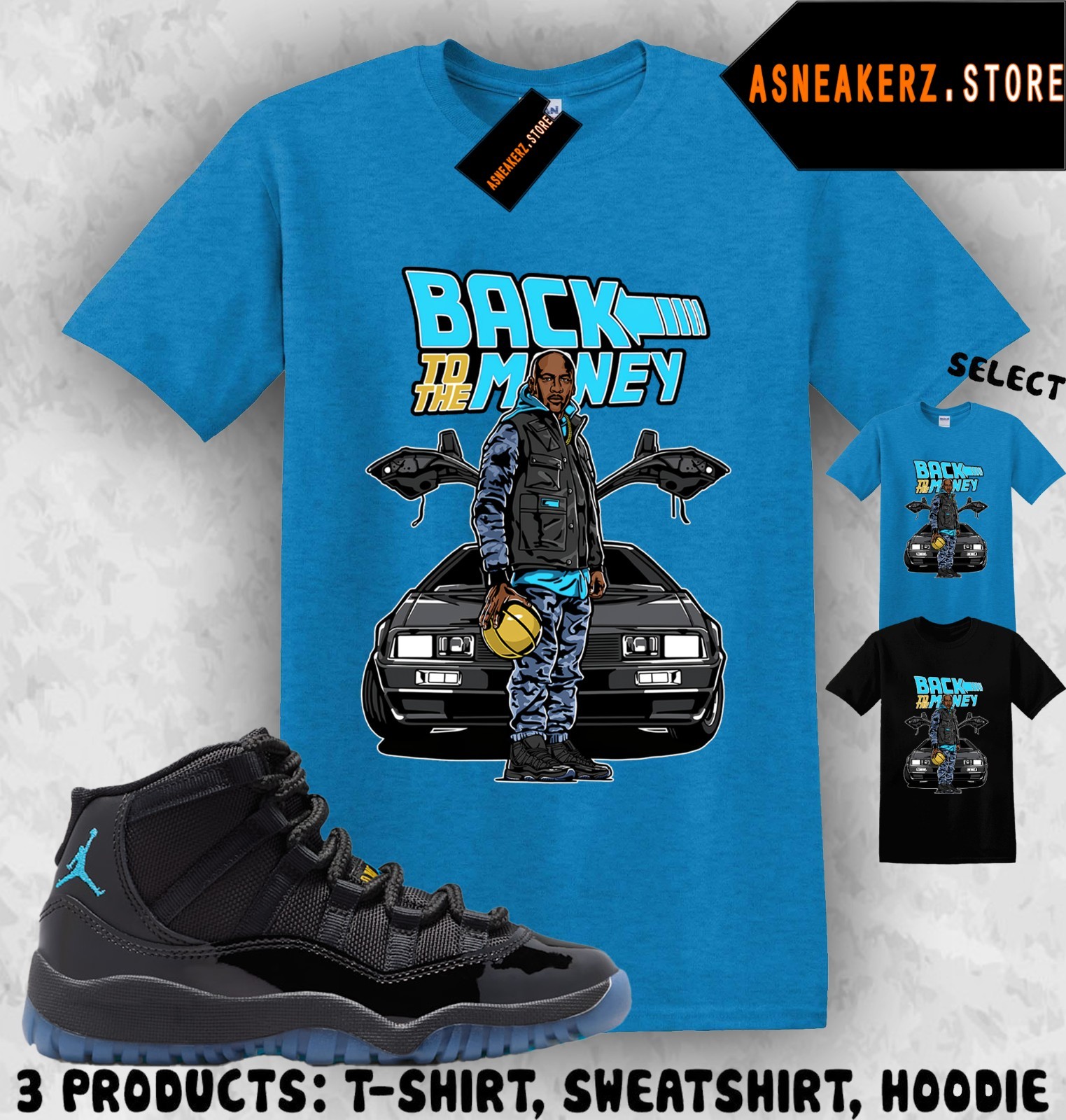 Shirt Matching AJ 11 Gamma Blue 2025 Match Sneaker MJ Back to the Money T-Shirt gallery