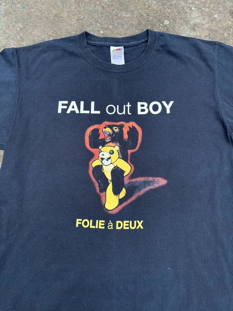 Fall out Boy 2008 Folie a Deux Tour Black T shirt Retro tee Men Women
