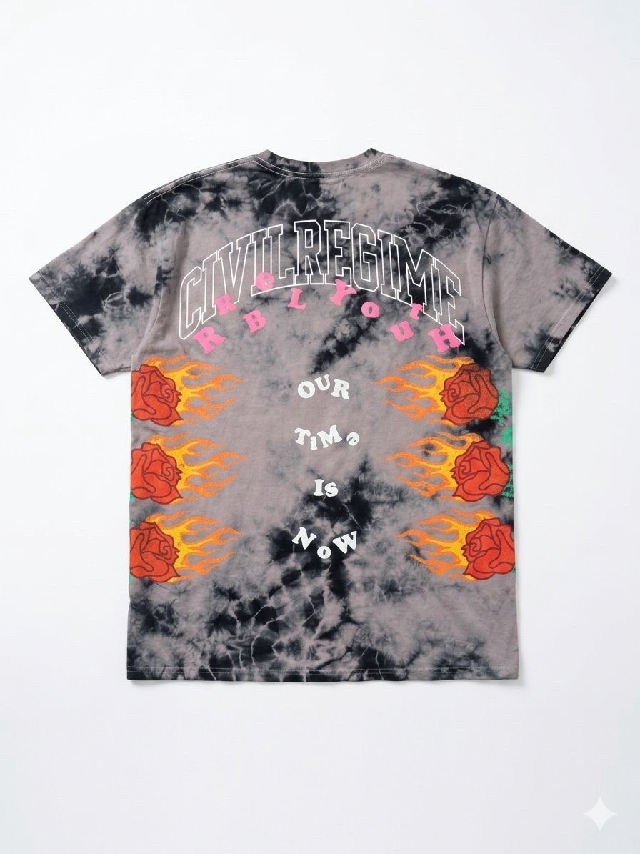 Civil Regime Men's Short Sleeve Crew Neck Cotton Tie-Dye T-Shirt Black S gallery