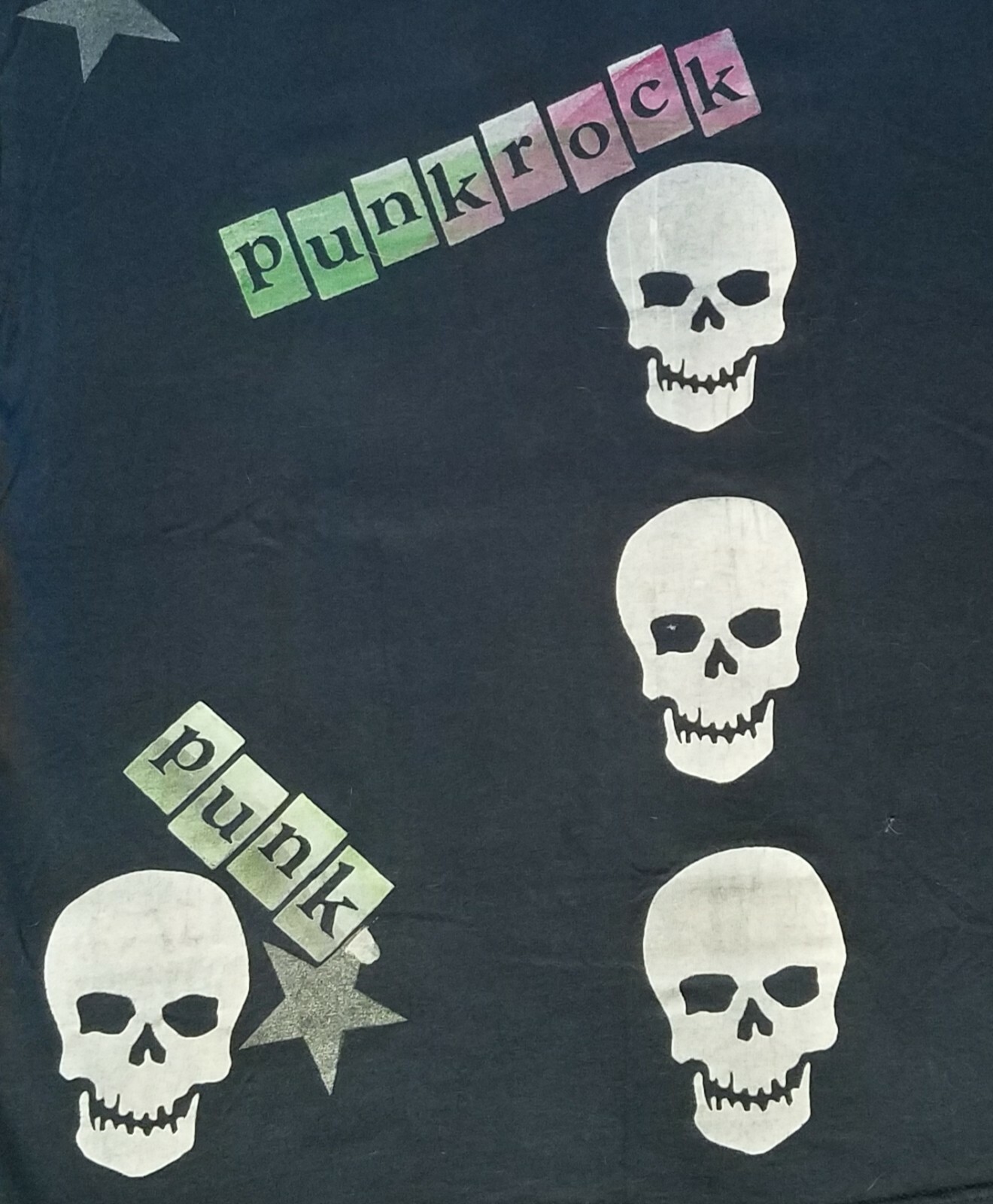 Punk Rock Skull T-Shirt Large one-of-a-kind hand-silkscreened gallery