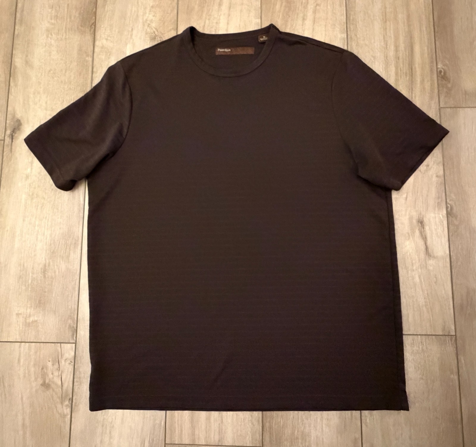 Perry Ellis Polyester Ribbed Knit Crew Neck Short Sleeve Shirt-Men's XL-Brown gallery