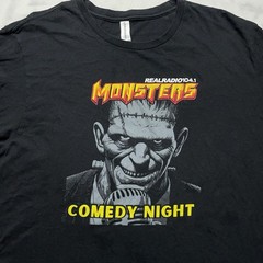 Universal Monsters Comedy Night T-Shirt Mens L Black Frankenstein Horror Promo