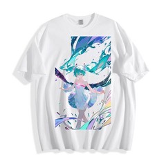 Dynamic Chibi Hatsune Miku T-Shirt – Floating Ribbons Pose Unisex Tee