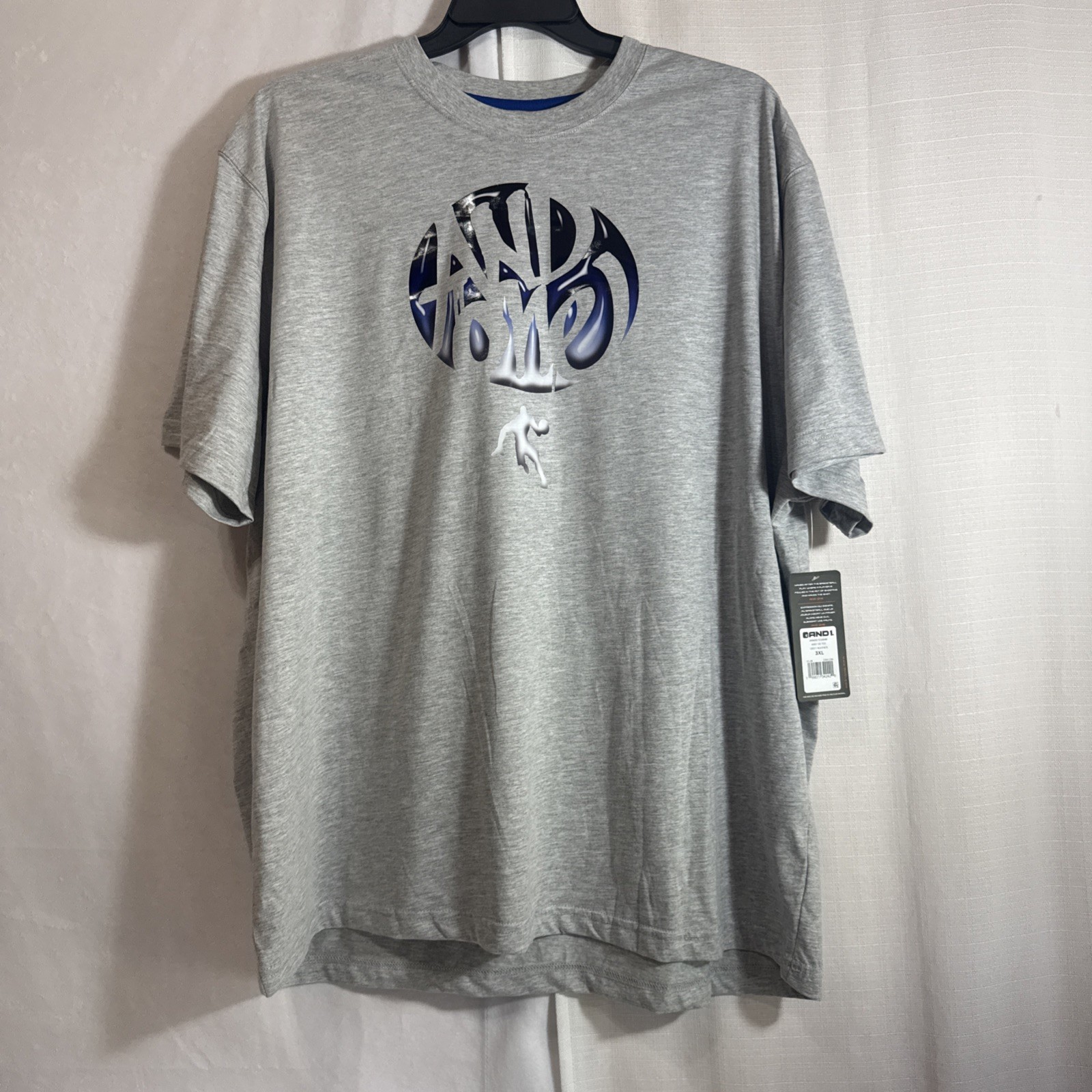 And1 Heather Gray T-Shirt Men Basketball Tee Crew Neck Size 3XL NWT gallery
