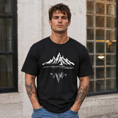 Minimalist Mountain Reflection Graphic T-Shirt Outdoor Nature Scenic Tee
