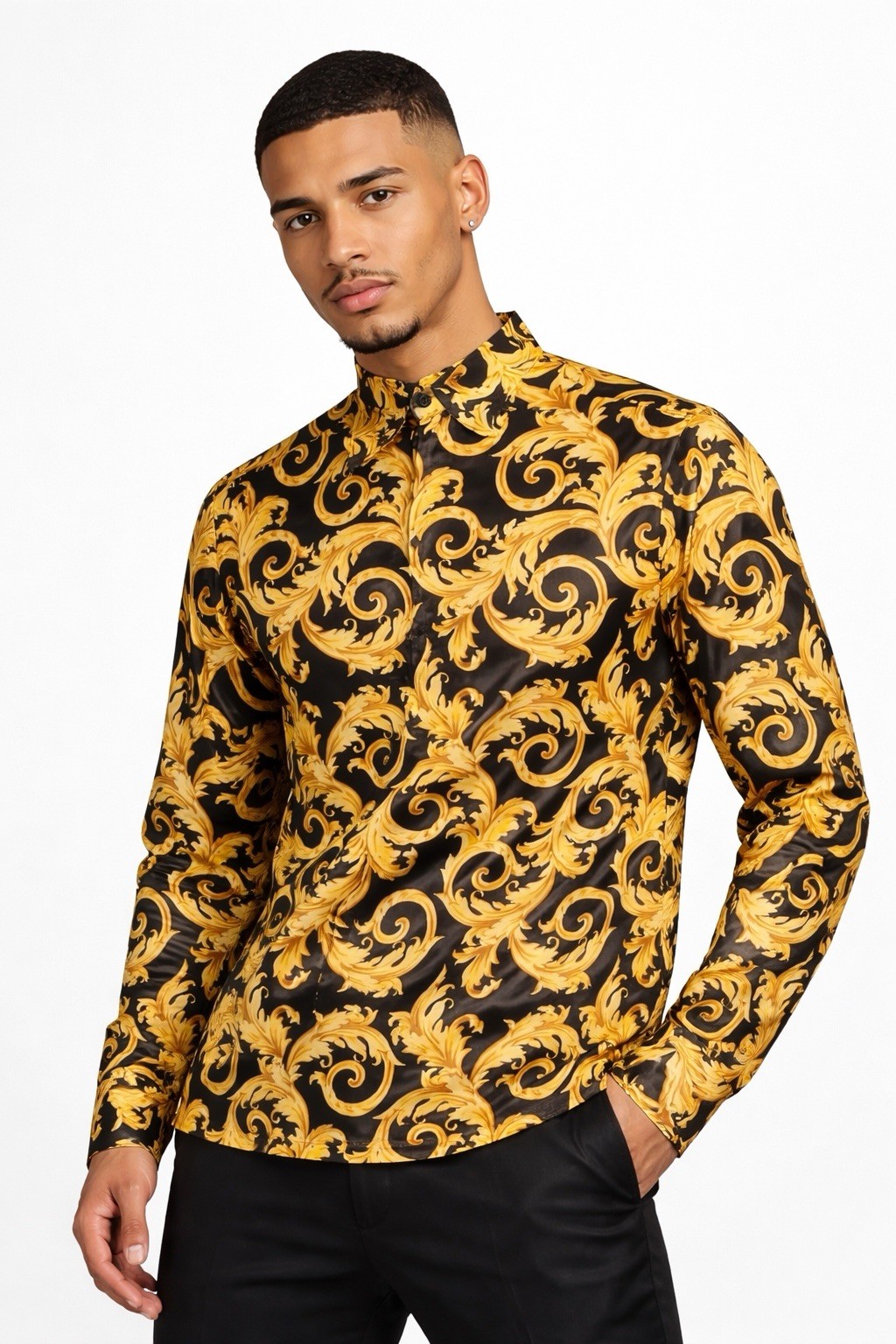 Versace Informal Shirt Twill Poly Baroque Black And Gold 54IT XXL US$1750Retail. gallery