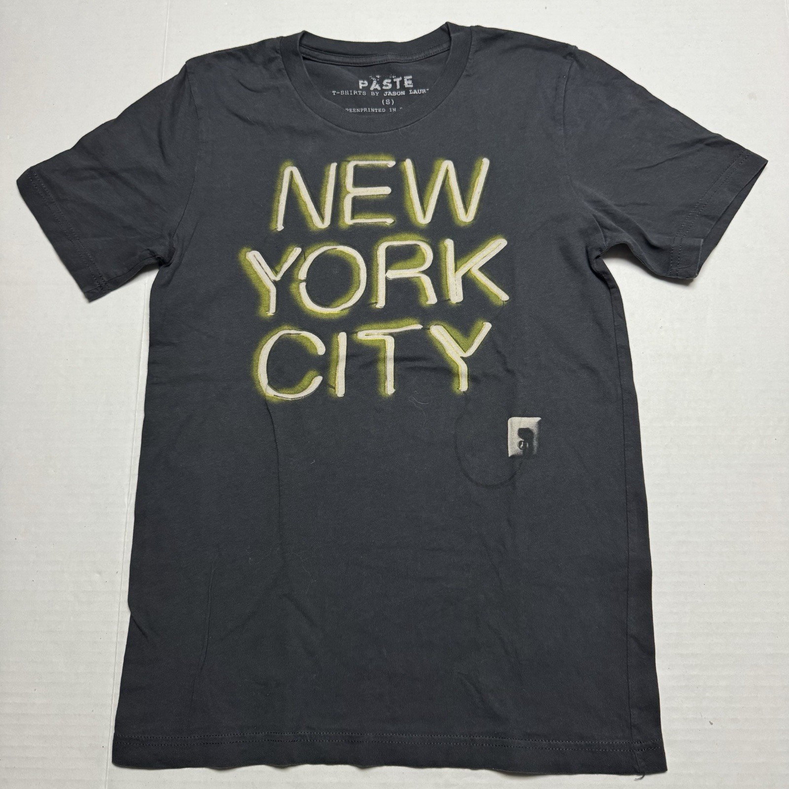 PASTE Jason Laurits Silkscreened New York City Neon Sign Crew Neck T-Shirt Sz: S