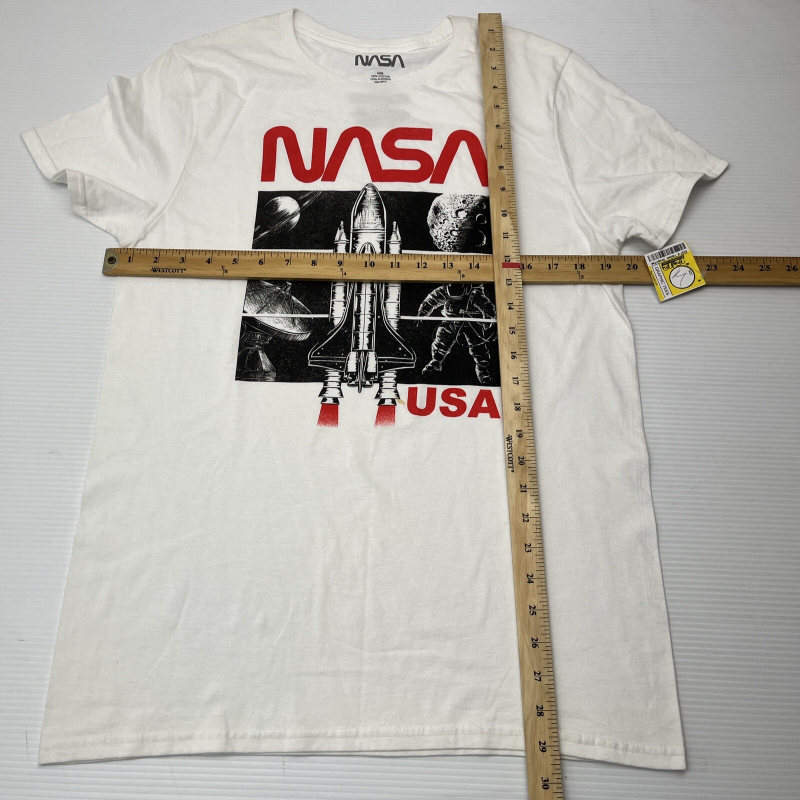 NASA Space Shuttle Astronaut USA Graphic T Shirt Men's M Medium White gallery