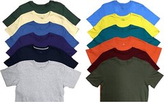 SOCKS’NBULK 12 Pack Mens Cotton Crew Neck Short Sleeve T-Shirts Mix Colors Bulk