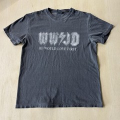 WWJD He Would Love First AC DC Shirt Mens Medium Gray Comfort Colors Tee T-Shirt