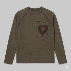 Ditch LA Mens Small Brown Heart Long Sleeve Shirt Bat Sleeve Angels Demons