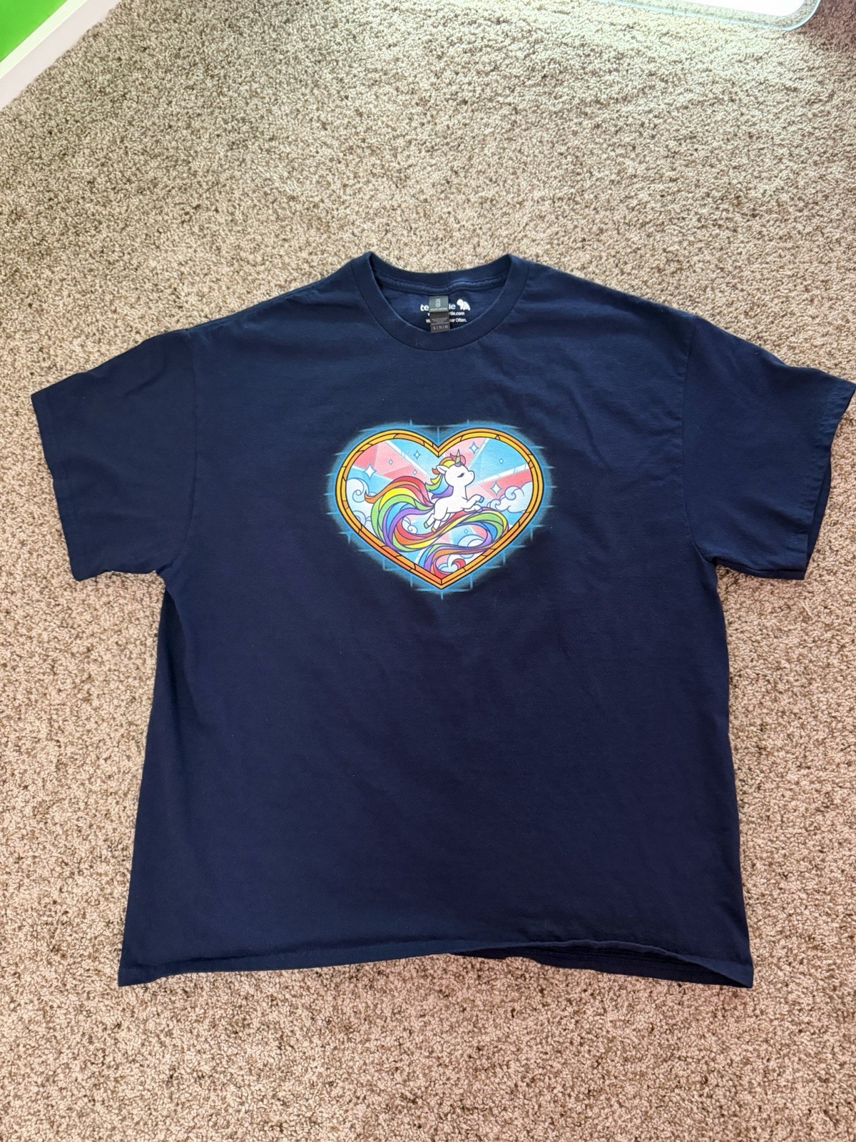 TeeTurtle Rainbow Unicorn Pony Classic Cotton XL T Shirt Nerd Geek