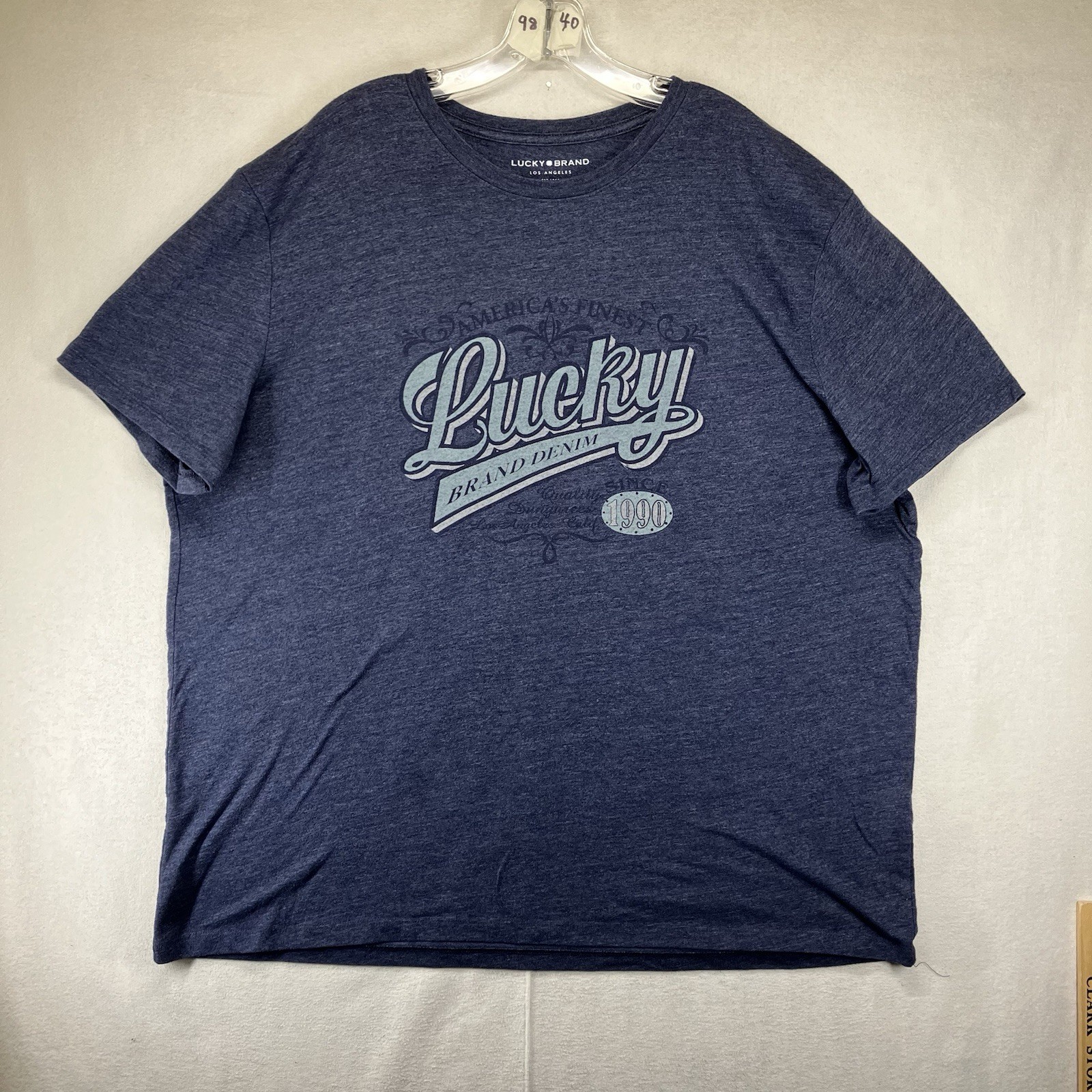LUCKY BRAND Mens Graphic T-Shirt Mens 2XL Retro 90s Front Logo Thin Lightweight