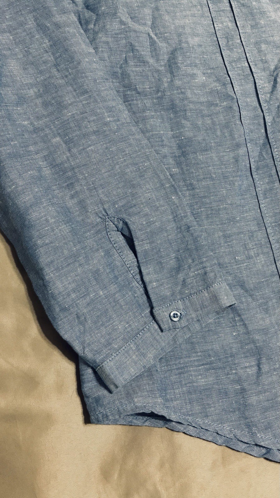 Cubavera XL Linen Blue Henley Shirt Banded Collar Tunic Long Sleeve Pullover gallery
