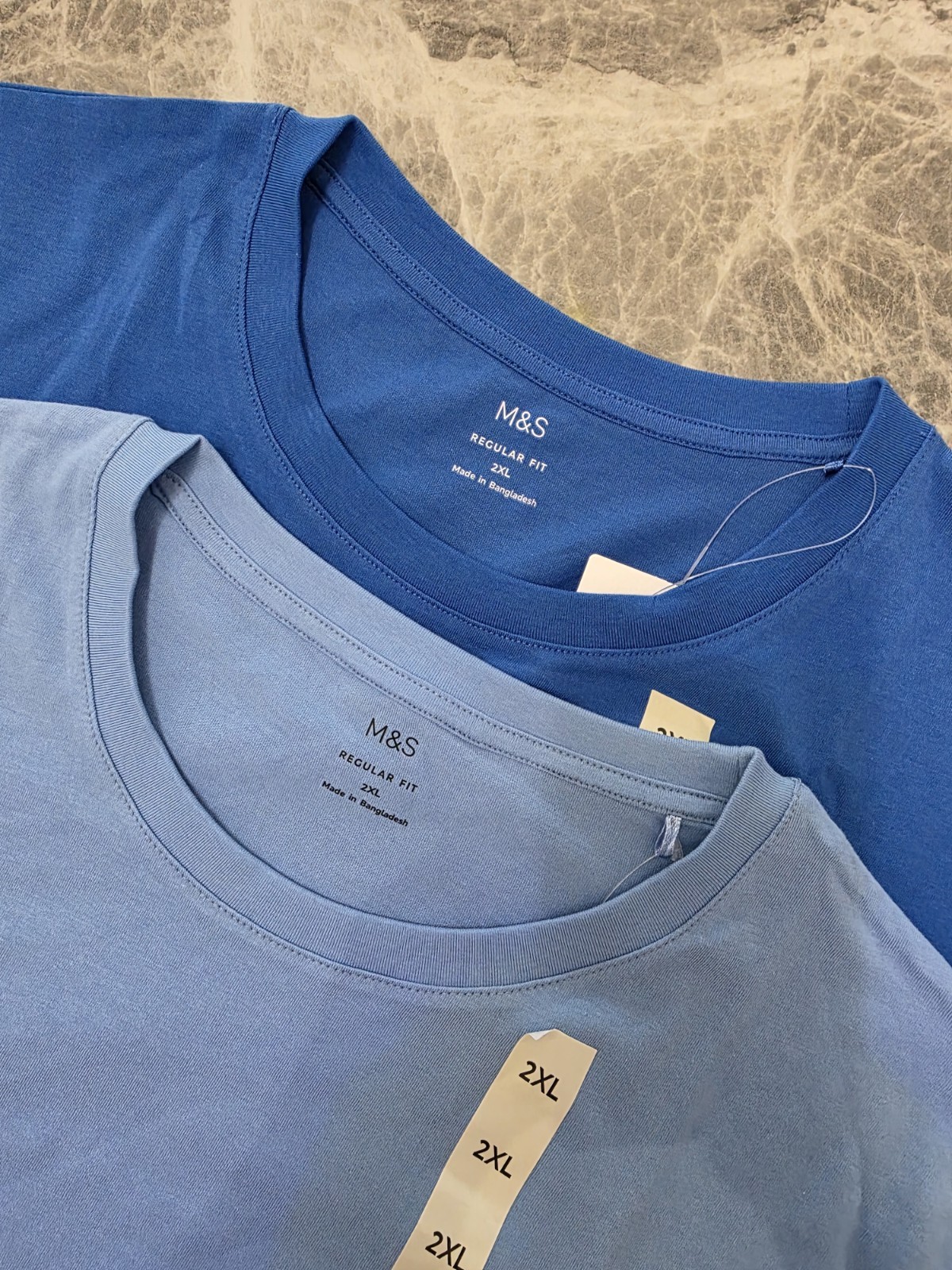 M&S Regular Fit Pure Cotton Crew Neck T-Shirt ~ LONG LENGTH ~ 2 PACK ~ Size 2XL gallery