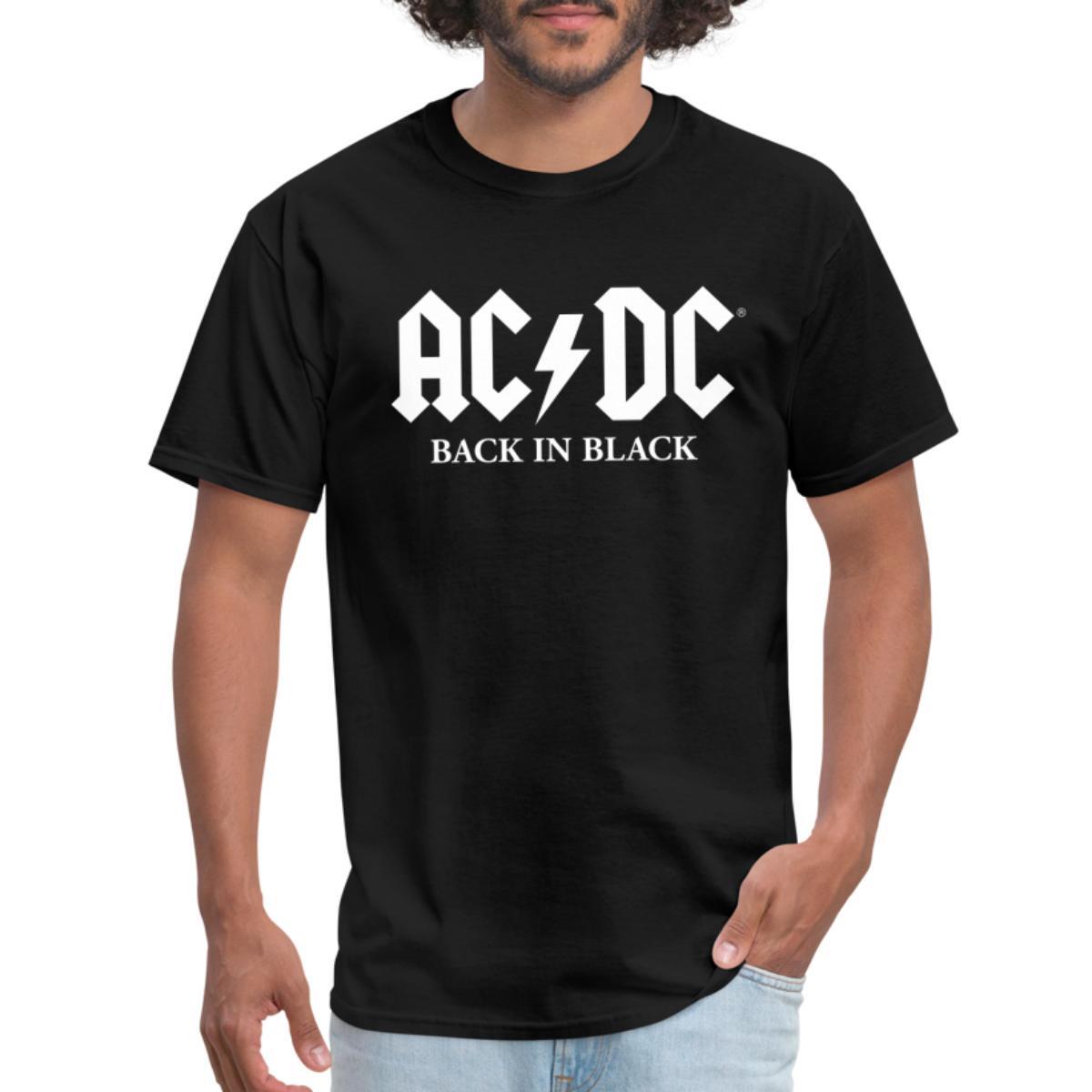 AC/DC Back In Black Album White Logo Men’s T-Shirt