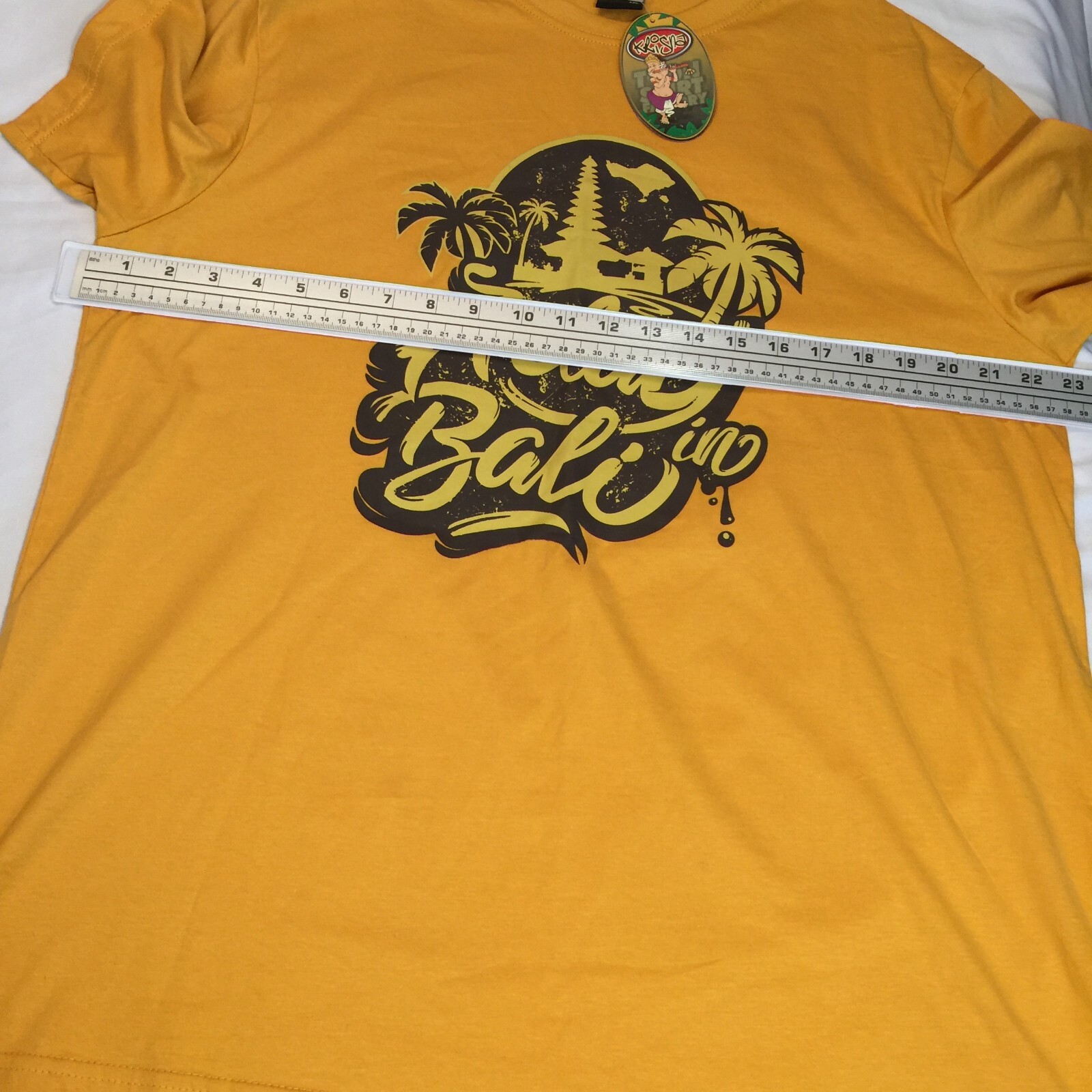 BALI INDONESIA T SHIRT MENS XXL 46x30 YELLOW COTTON SHORT SLEEVE TROPICAL KRISNA gallery