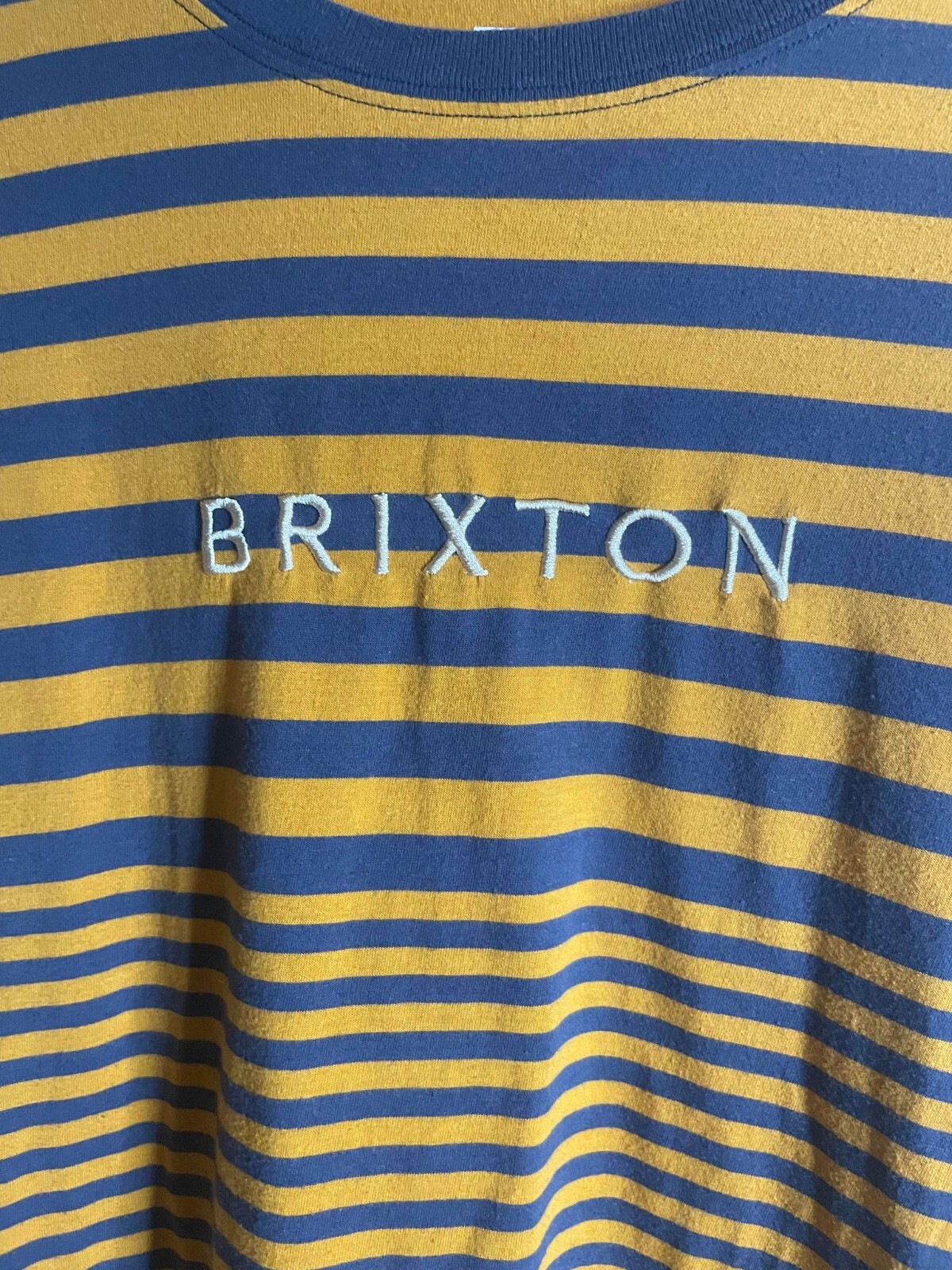 Brixton Shirt Mens L Stripped Spell Out Text Graphic Casual Tee Adults Standard gallery