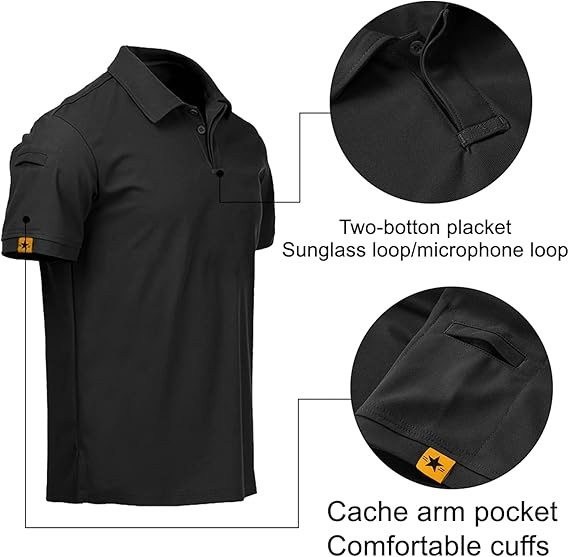 Mens Polo Shirts Short Sleeve Casual Quick Dry Team Tactical Combat Work Golf gallery