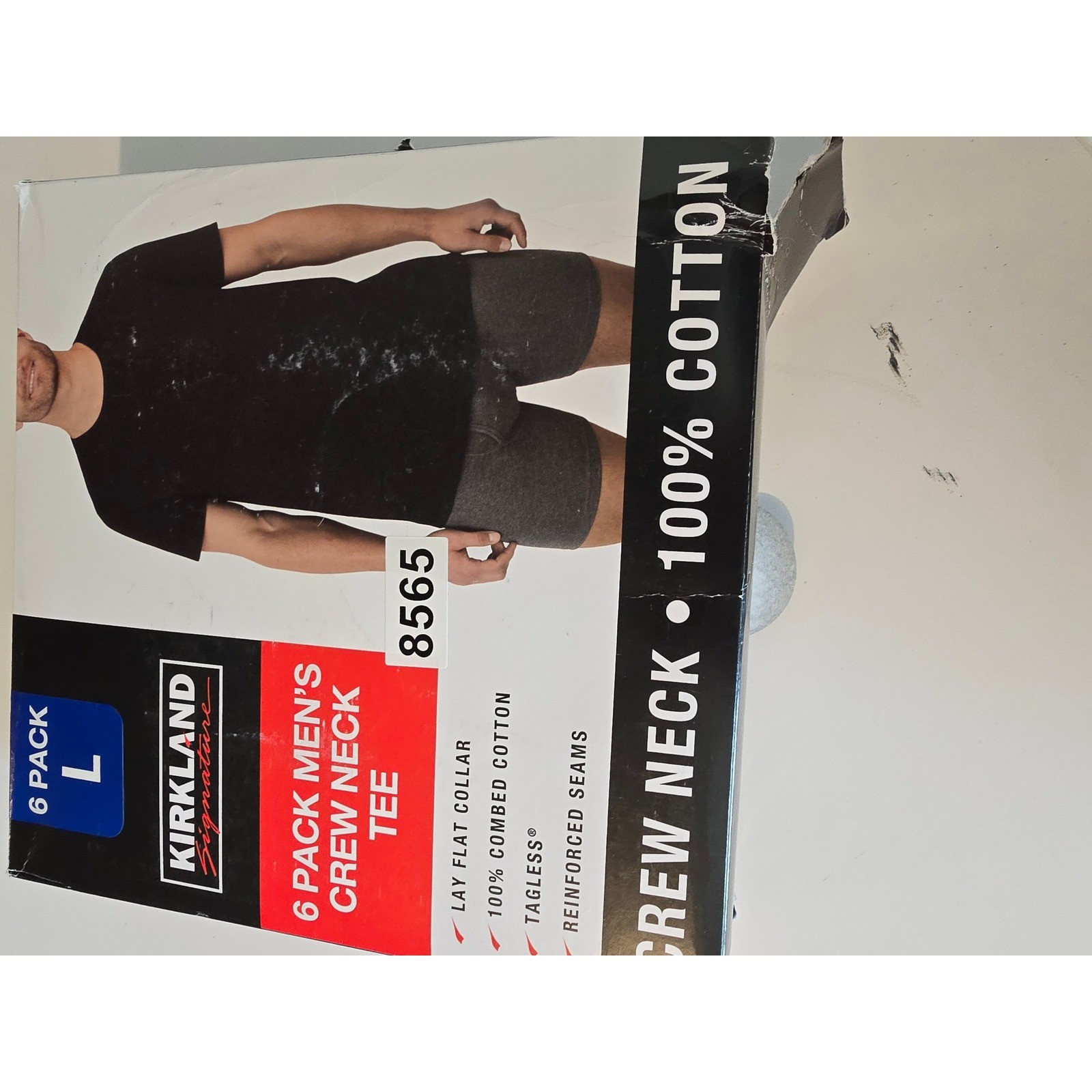 Kirkland Signature Crew Neck Tee Shirts Men Large Black 6 Pack Cotton Tagless gallery