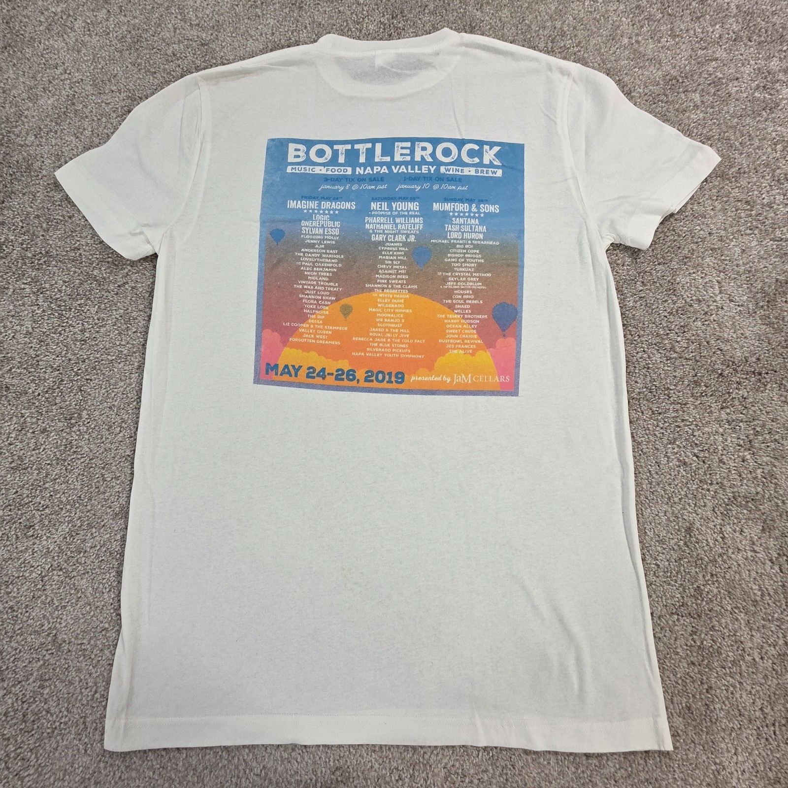 BOTTLEROCK NAPA VALLEY Unisex T Shirt Beer Wine Music Festival Concert 2019 New