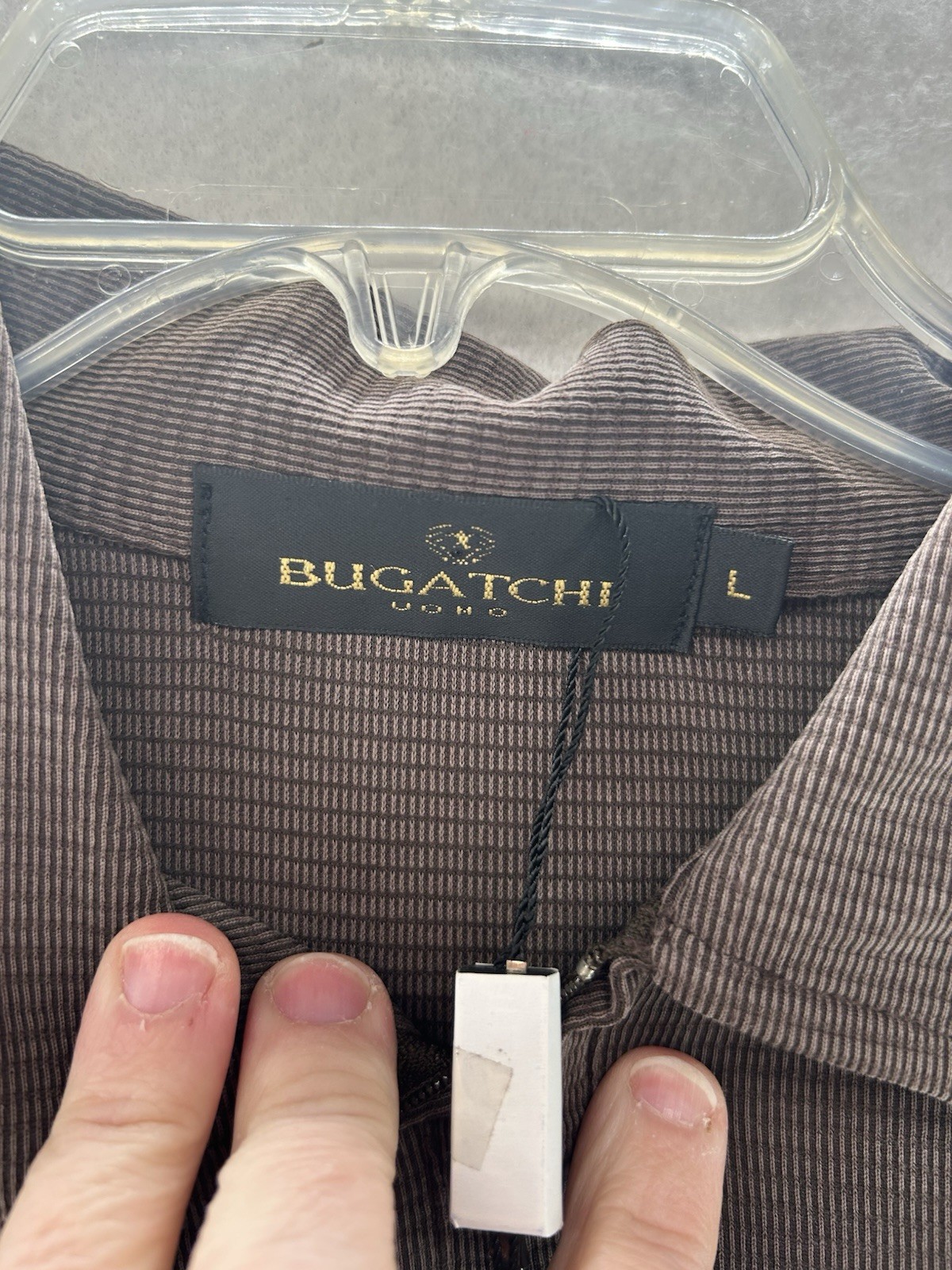 Bugatchi Uomo Long Sleeve Quarter Zip Large Mens Shirt Truffle Brown NWT gallery