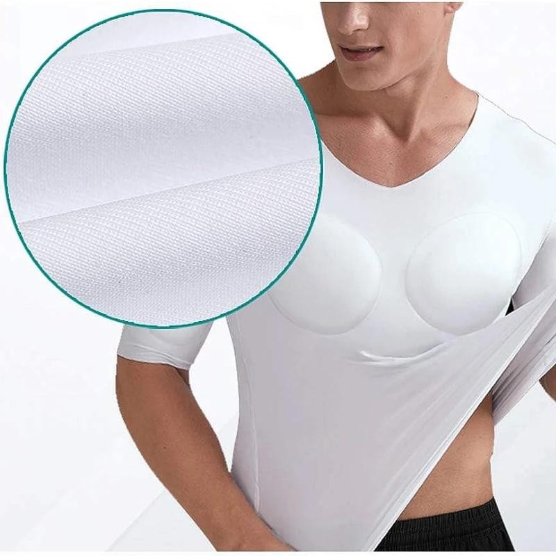Men Invisible Abs Fake Muscle Body Suit With Chest Male Undershirt Soft Wear gallery