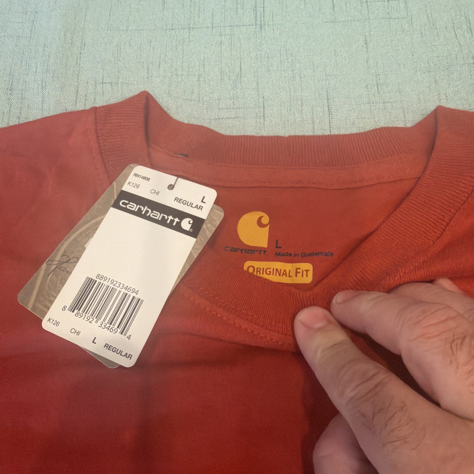 Carhartt Men's NWT Loose fit Heavyweight Long Sleeve Pocket T-Shirt Chili Sz L gallery