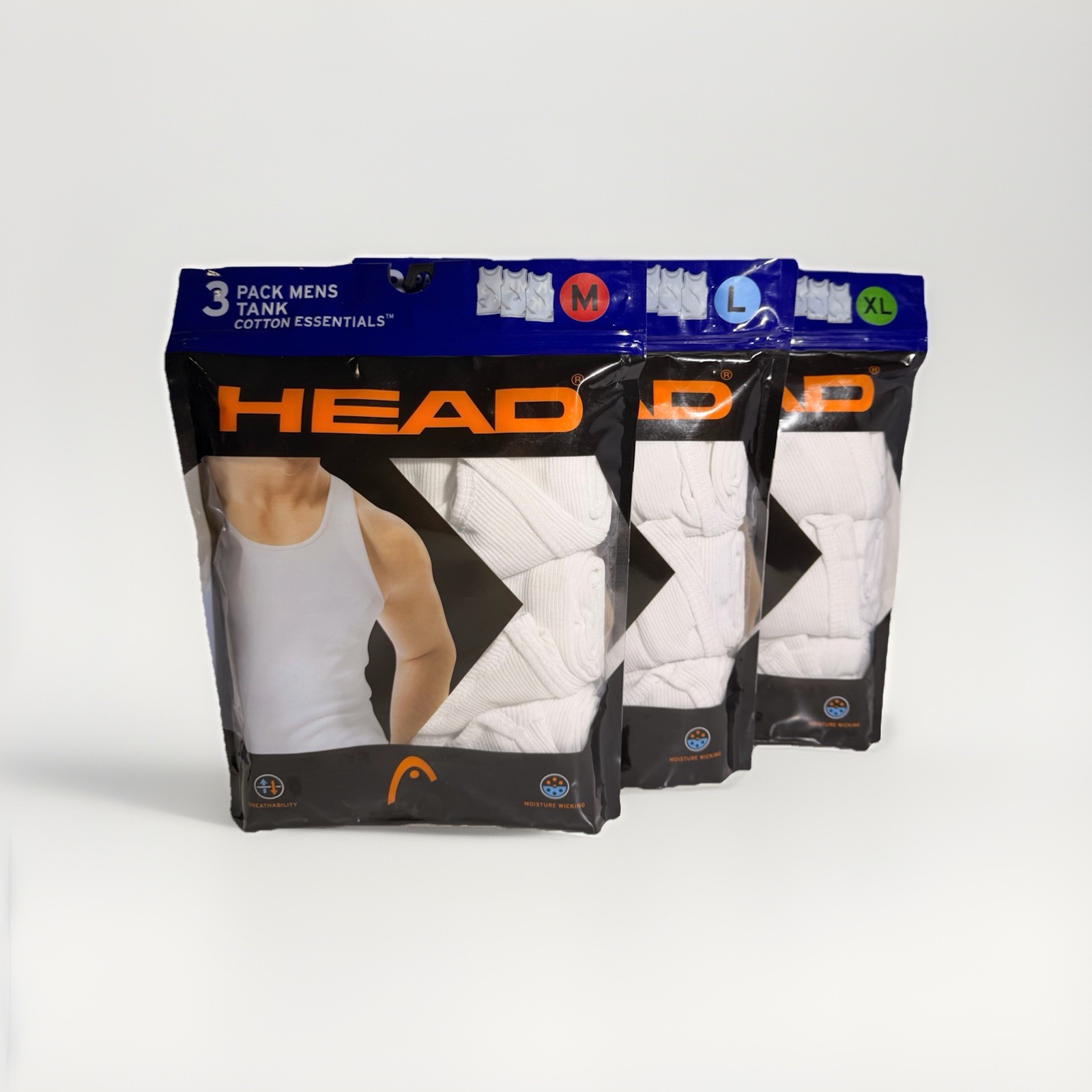 New Head Men 3 Pack Modern Fit Cotton Essentials White Tank Tops Sizes M, L, XL gallery