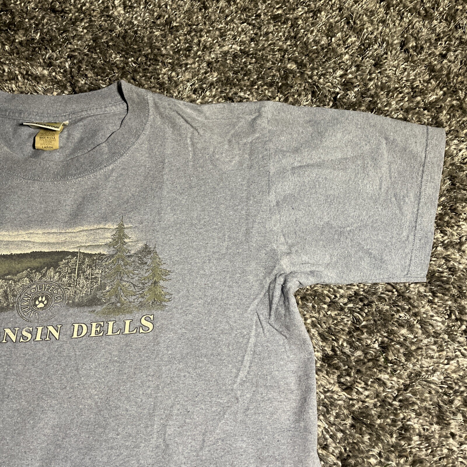 Eco Mountain Wisconsin Dells Men’s Shirt Size Large Blue Gray Made in USA EUC gallery