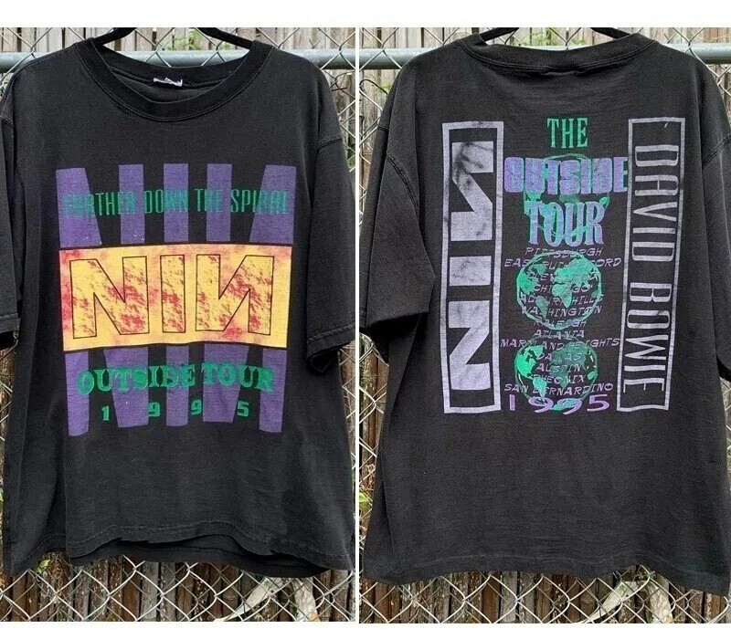 1995 Nine Inch Nails Tour 2 Side Black Unisex T shirt 21D391 gallery