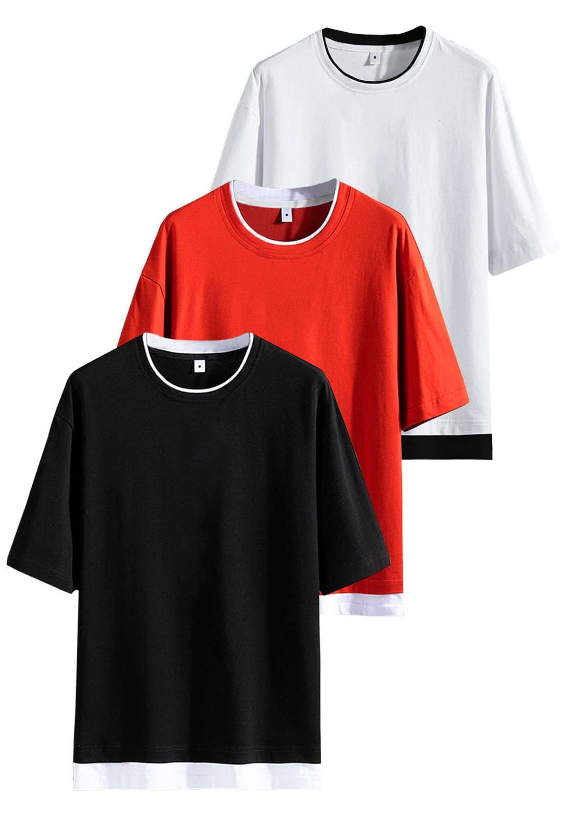 3 Pack Men’s T-Shirts Cotton Basic Crewneck Short Sleeve Casual Contrasting Summ