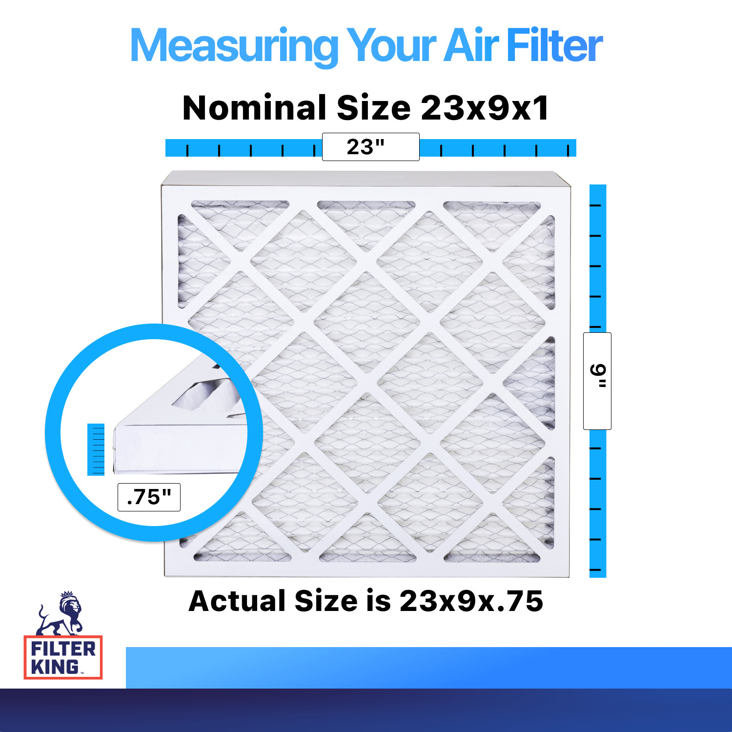 Filter King 23x9x1 Air Filter 4-PACK MERV 8 Actual Size 23 x 9 x .75″