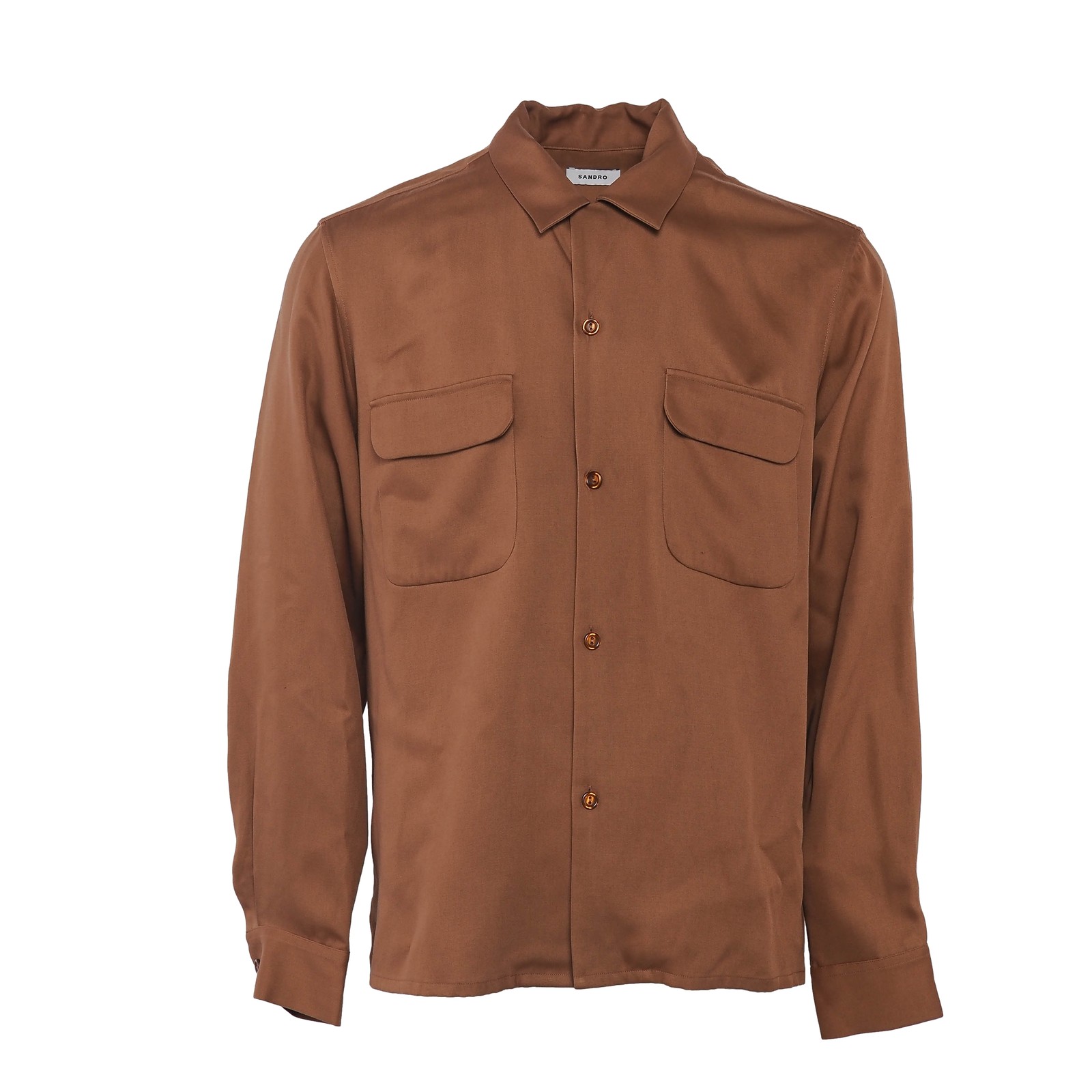 Sandro Paris shirt brown size L men's long sleeve shirt lyocell viscose shpcm00558 gallery