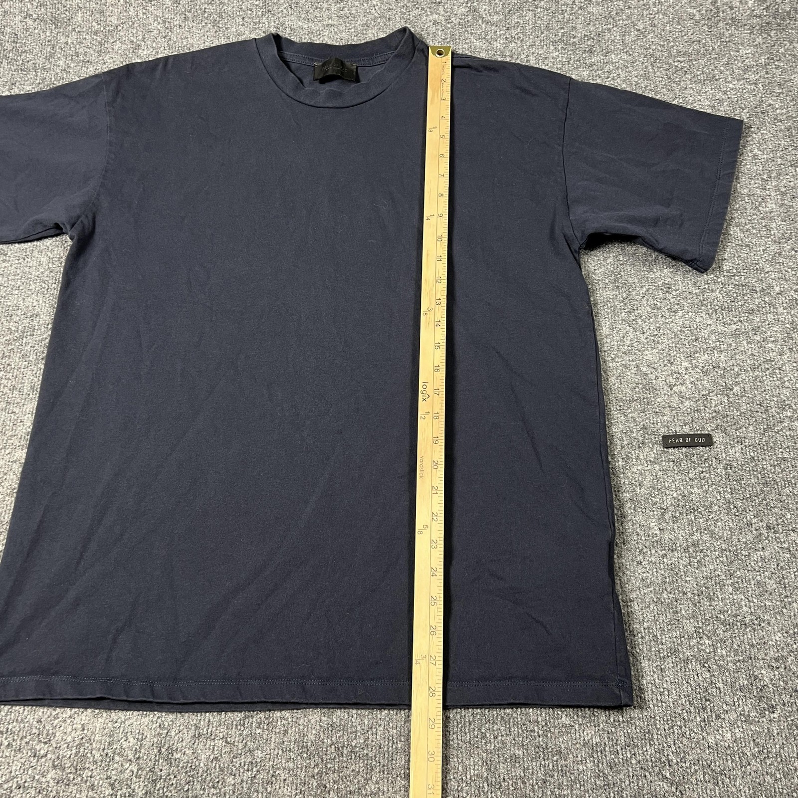 Fear Of God Shirt Mens XL Navy Blue 7 Back Graphic Made USA Cotton Flaw gallery