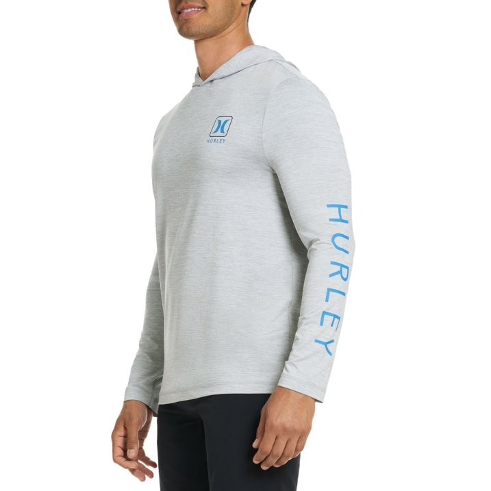 Hurley Men's Sunny Side Hybrid Stretch Hooded UV T-Shirt Size XXL Light Grey gallery
