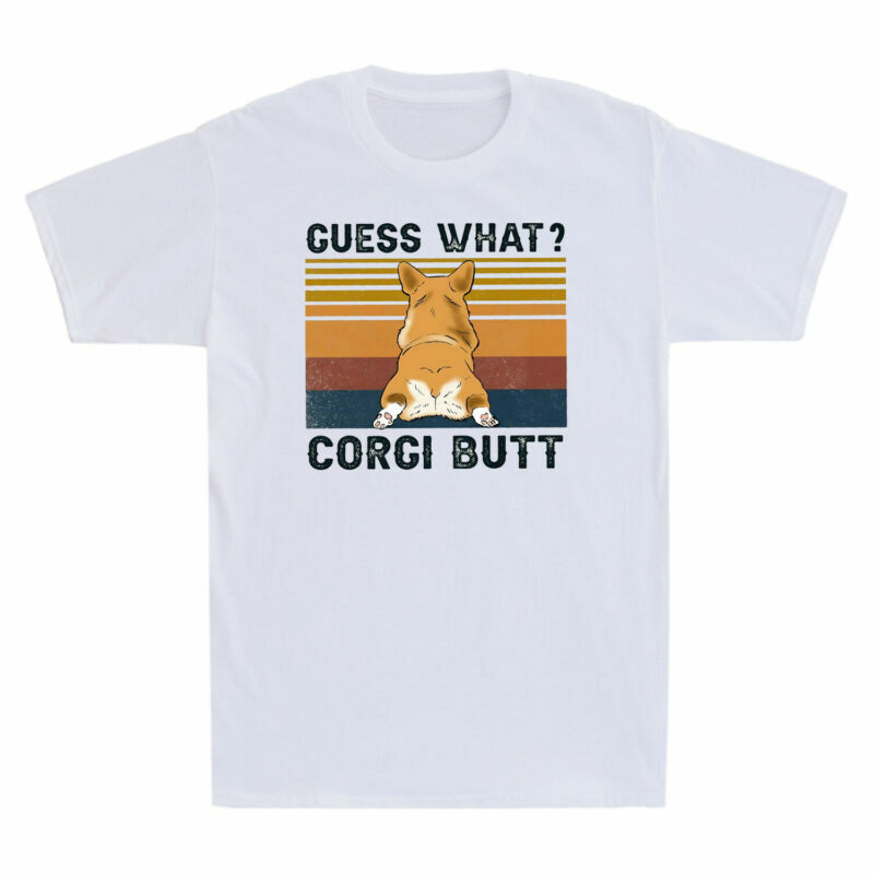 Gues* What Funny Corgi Butt Meme Vintage Men’s T-Shirt Novelty Humor Adult Tee