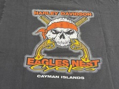 Vintage Harley Davidson Cayman Island Eagles Nest Cycles Black T shirt Size XL