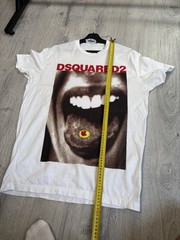 RRP 250$ DSQUARED2 Mouth Maple Leaf Sticker white man t-shirt size XL man