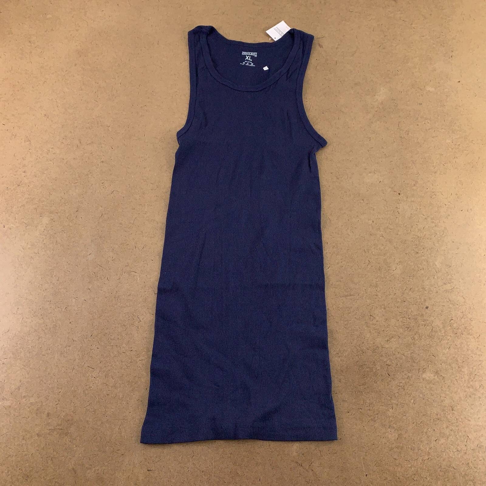 Andrew Scott Mens Undershirt T-Shirt Blue Scoop Neck Sleeveless Ribbed XL New