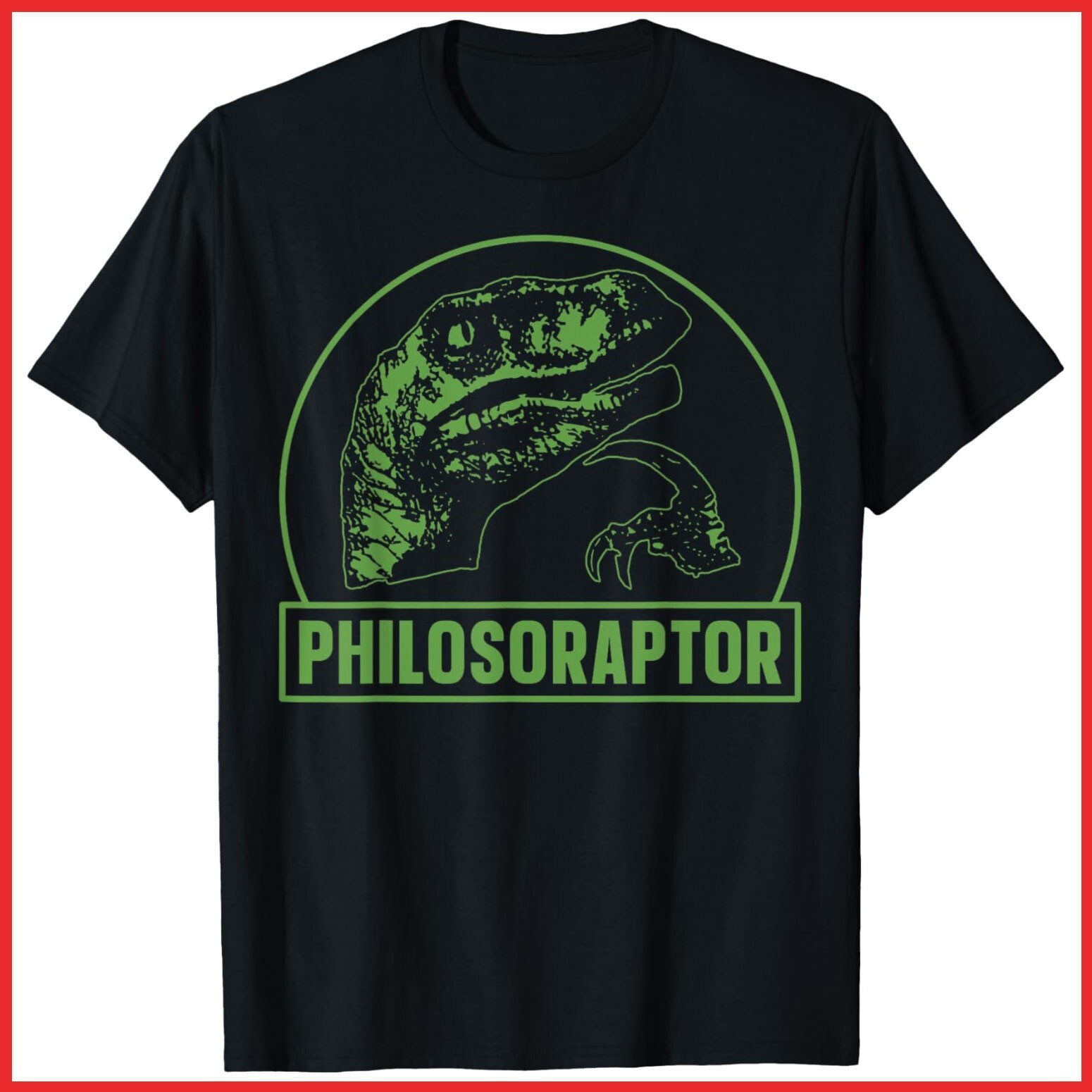 Philosoraptor Funny Philosophy Meme Velociraptor Dinosaur Black Cotton T-Shirt gallery